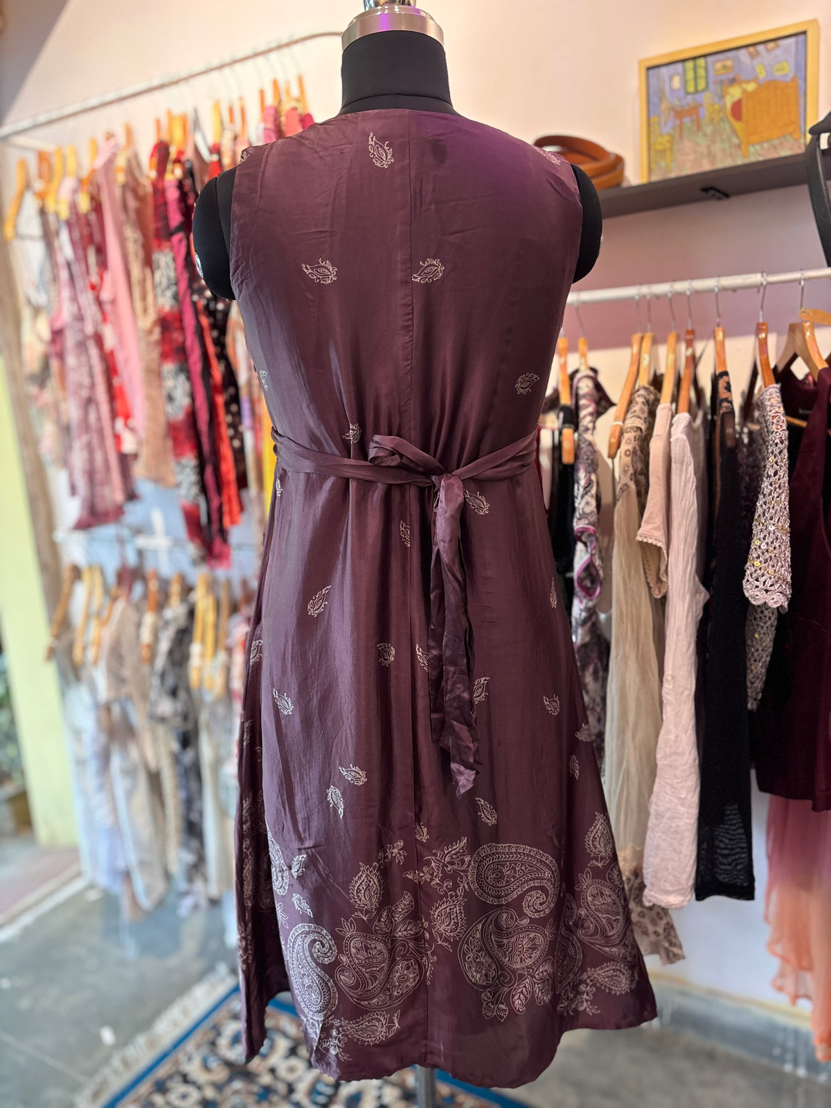 Deep purple paisley dress