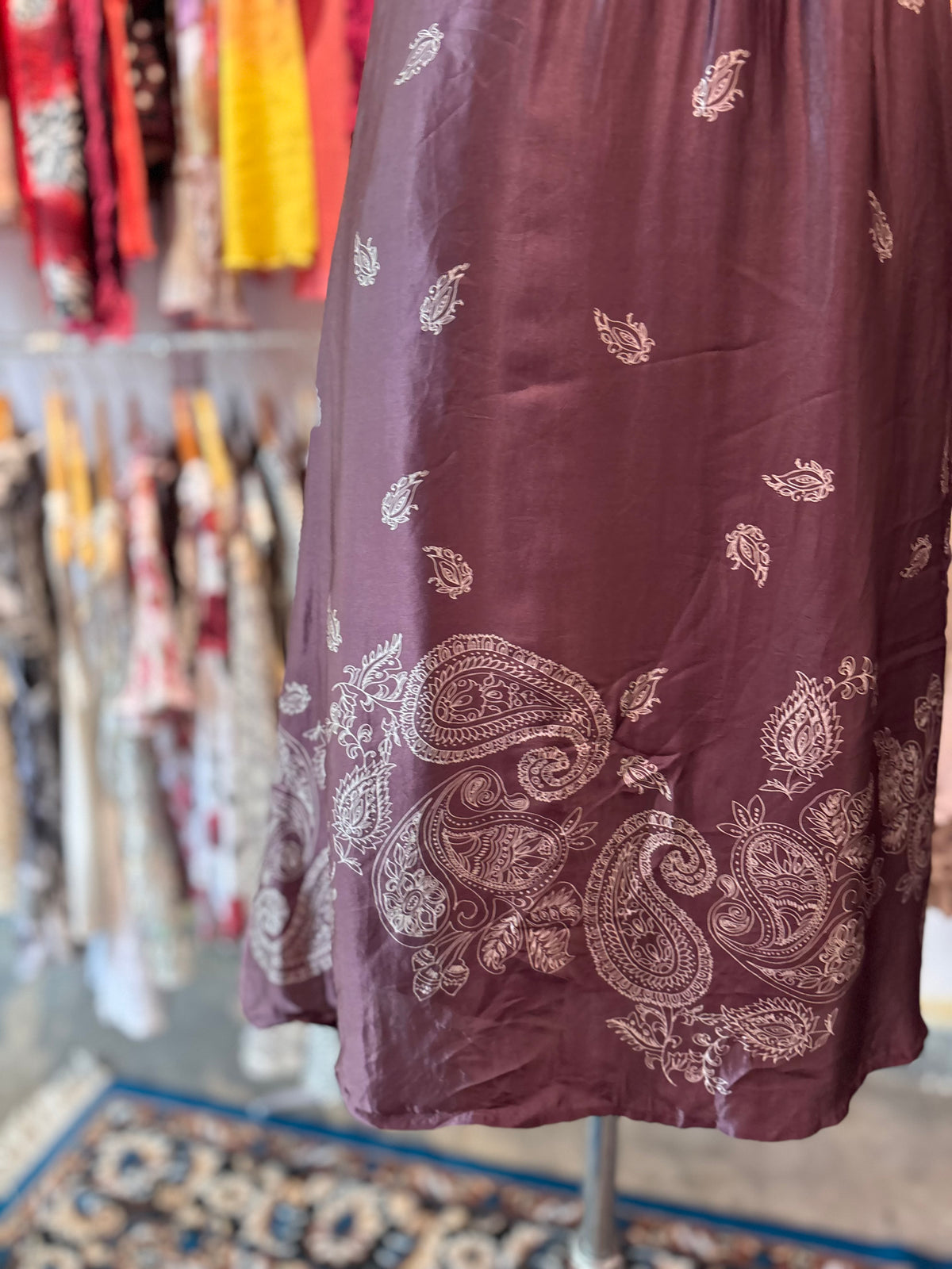 Deep purple paisley dress