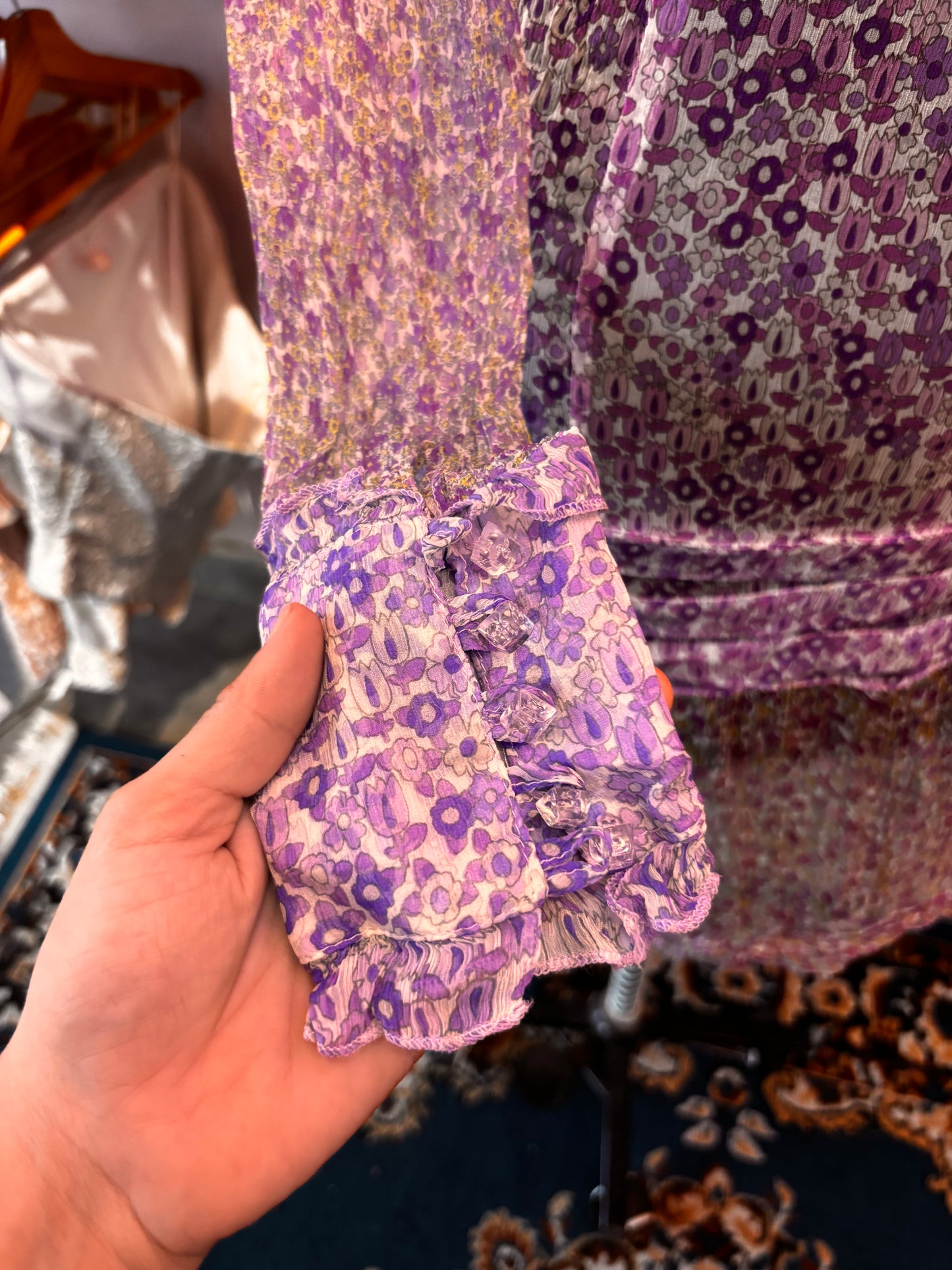 Paisley pleated chiffon dress