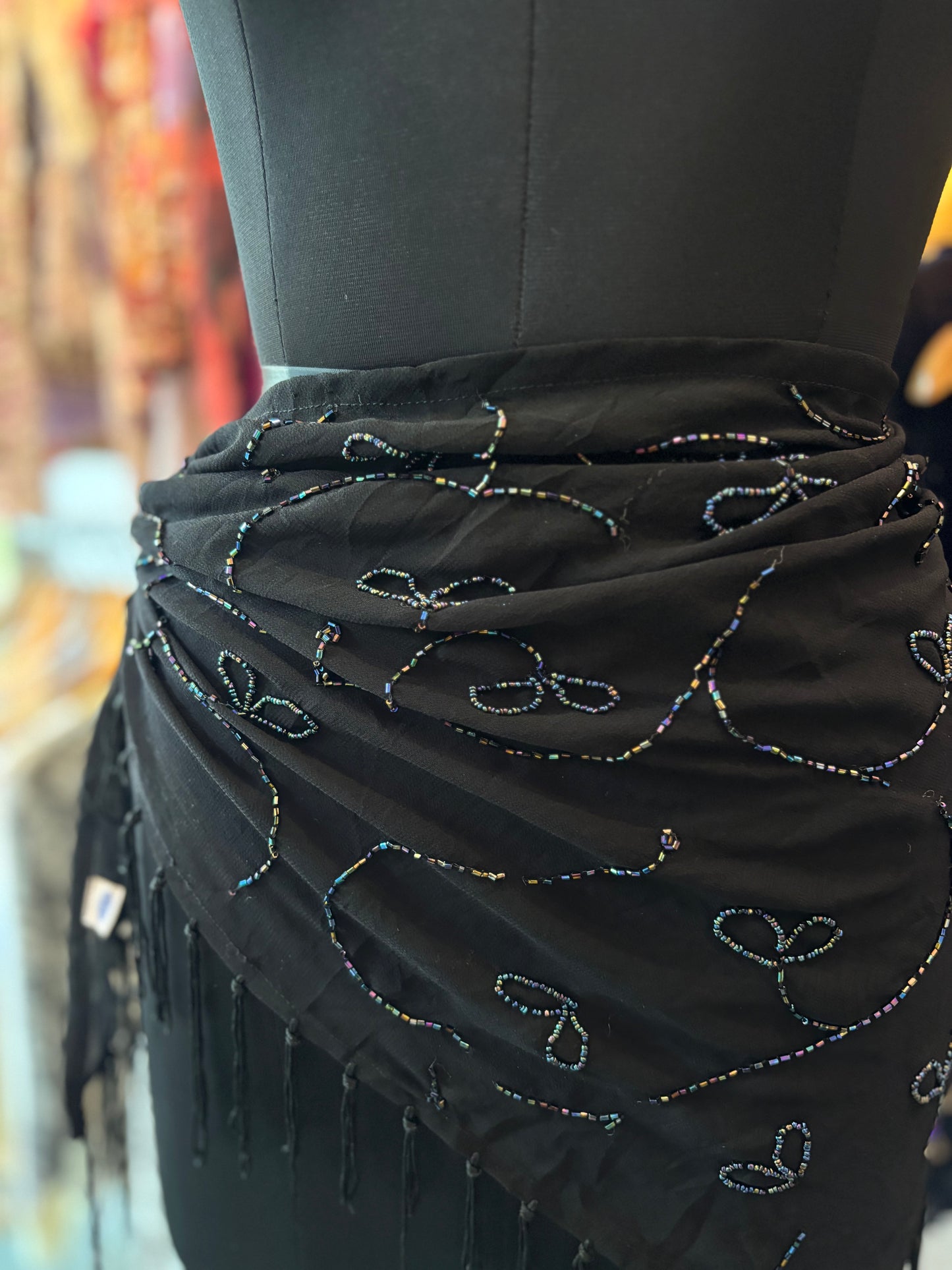 Beaded wrap around with fringes