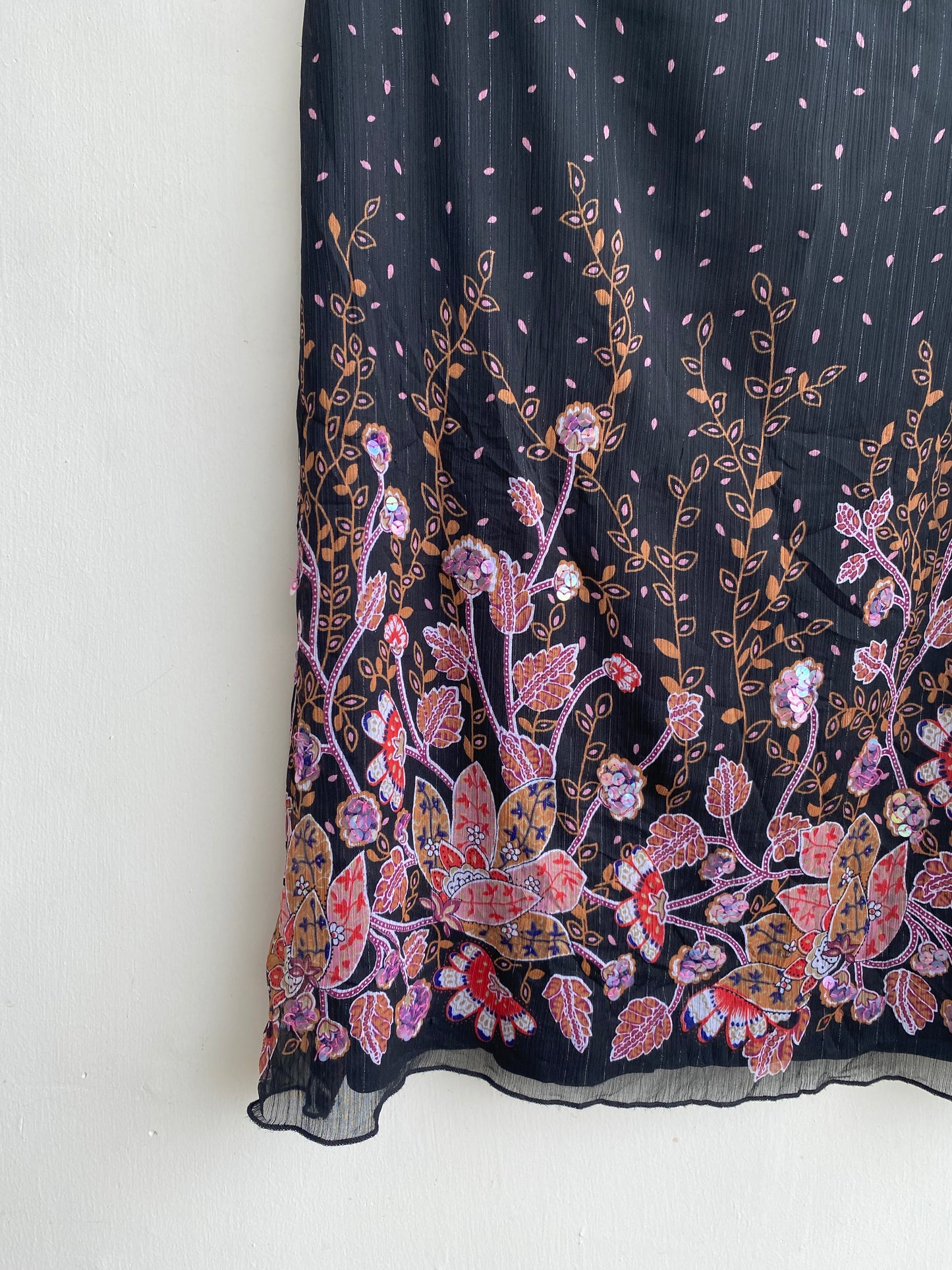 Black floral skirt with sequins work