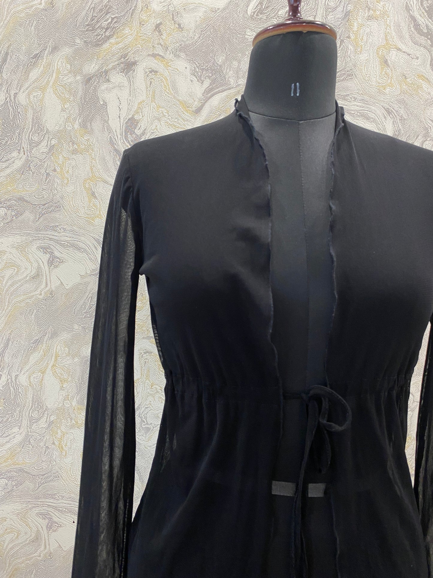 Black front tie top