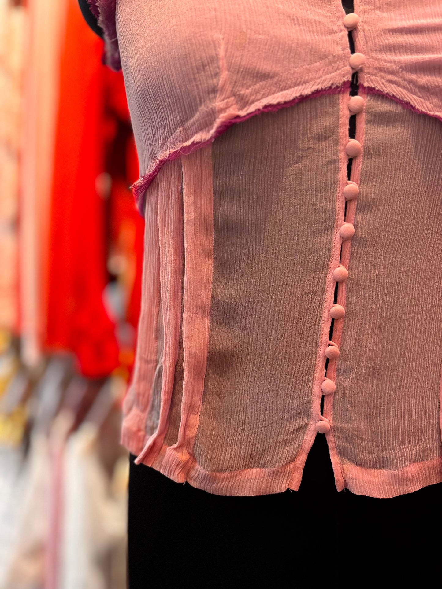 Pink vintage top 100 percent silk