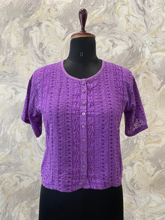 Purple chikankari top