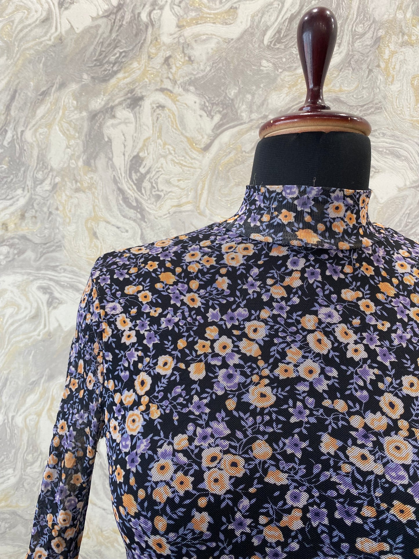 70’s high collar floral top