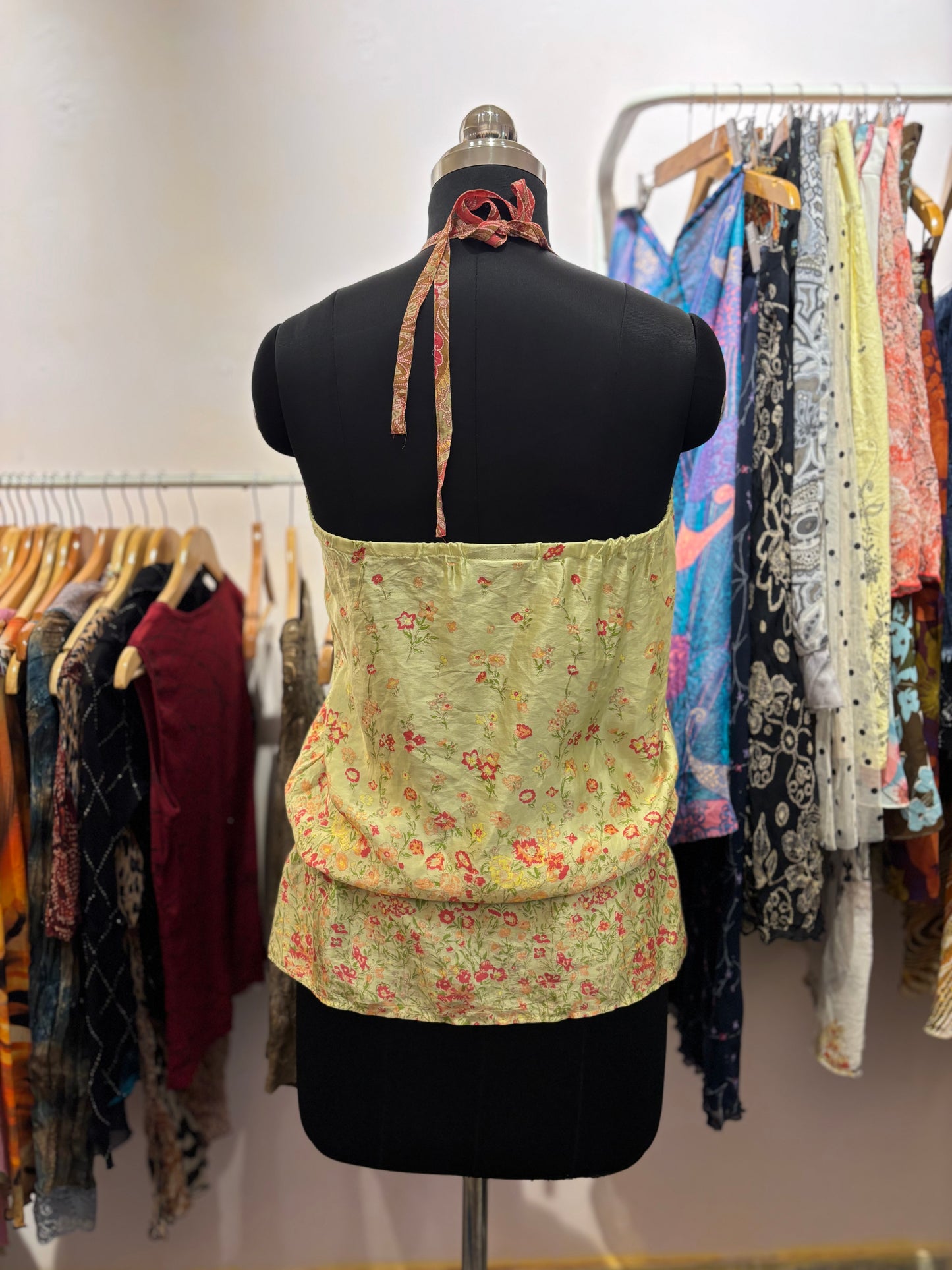 Silk floral halter neck