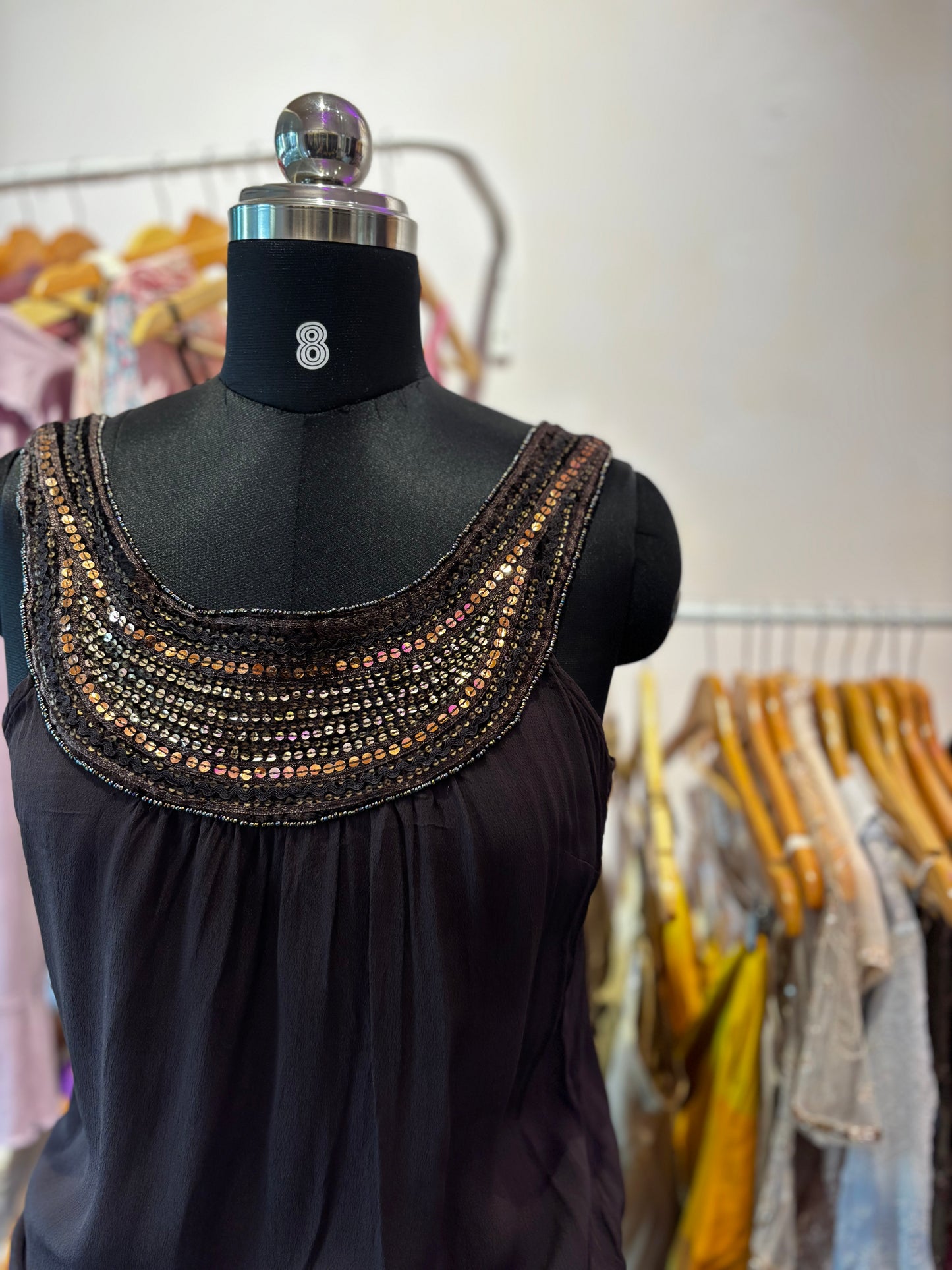 Vintage beaded neck top