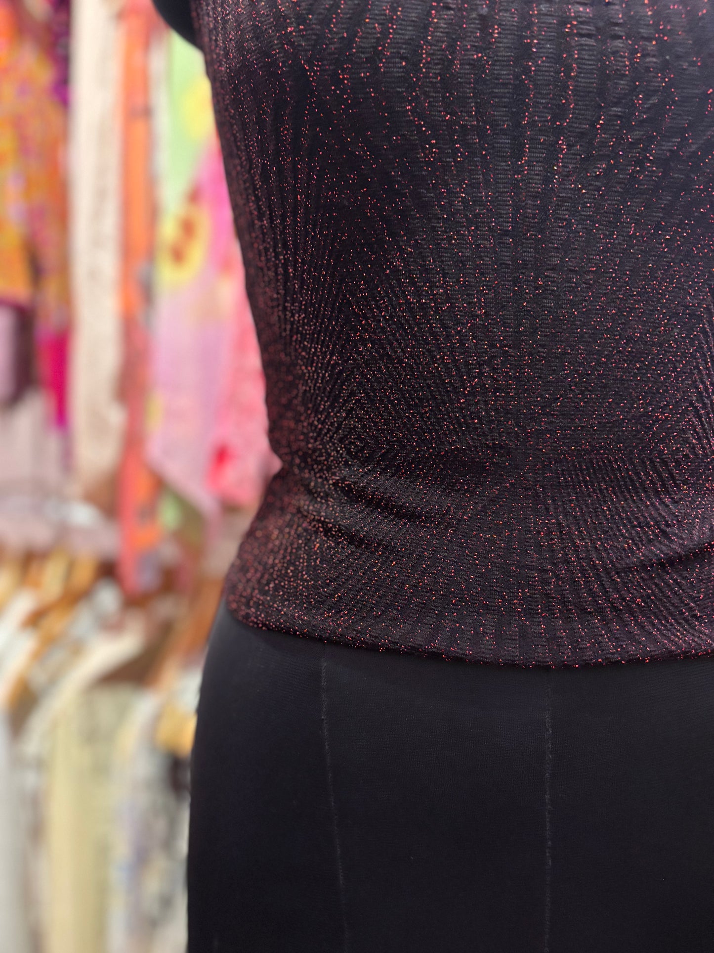 Vintage high neck shimmer top
