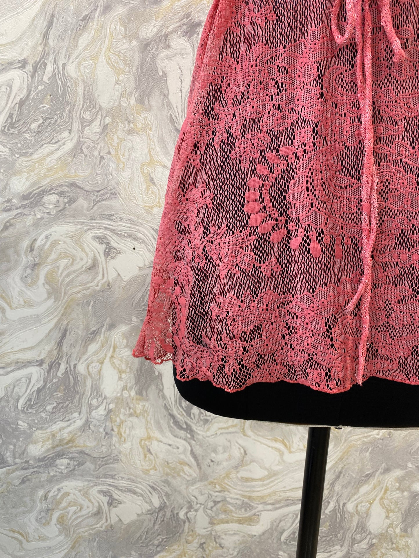 Pink lacy ruffle neck top