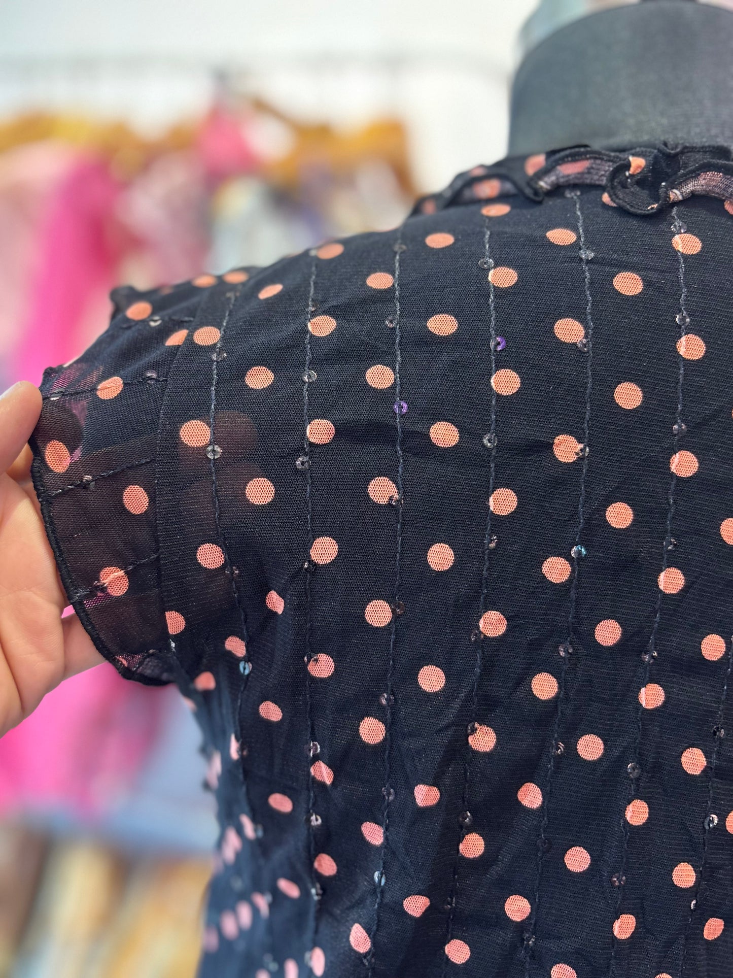 Retro polka sequins top