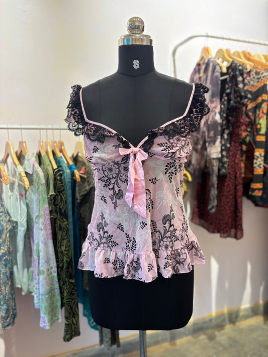 Vintage lacy neckline top