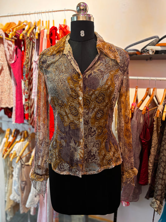 Most beautiful golden purple 100 percent silk shirt