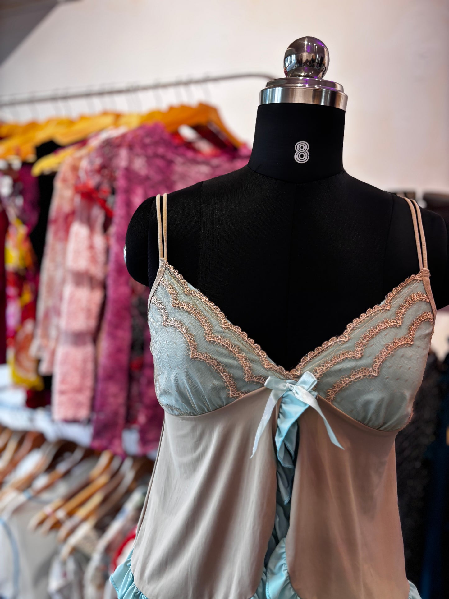 Brown mint lacy cami