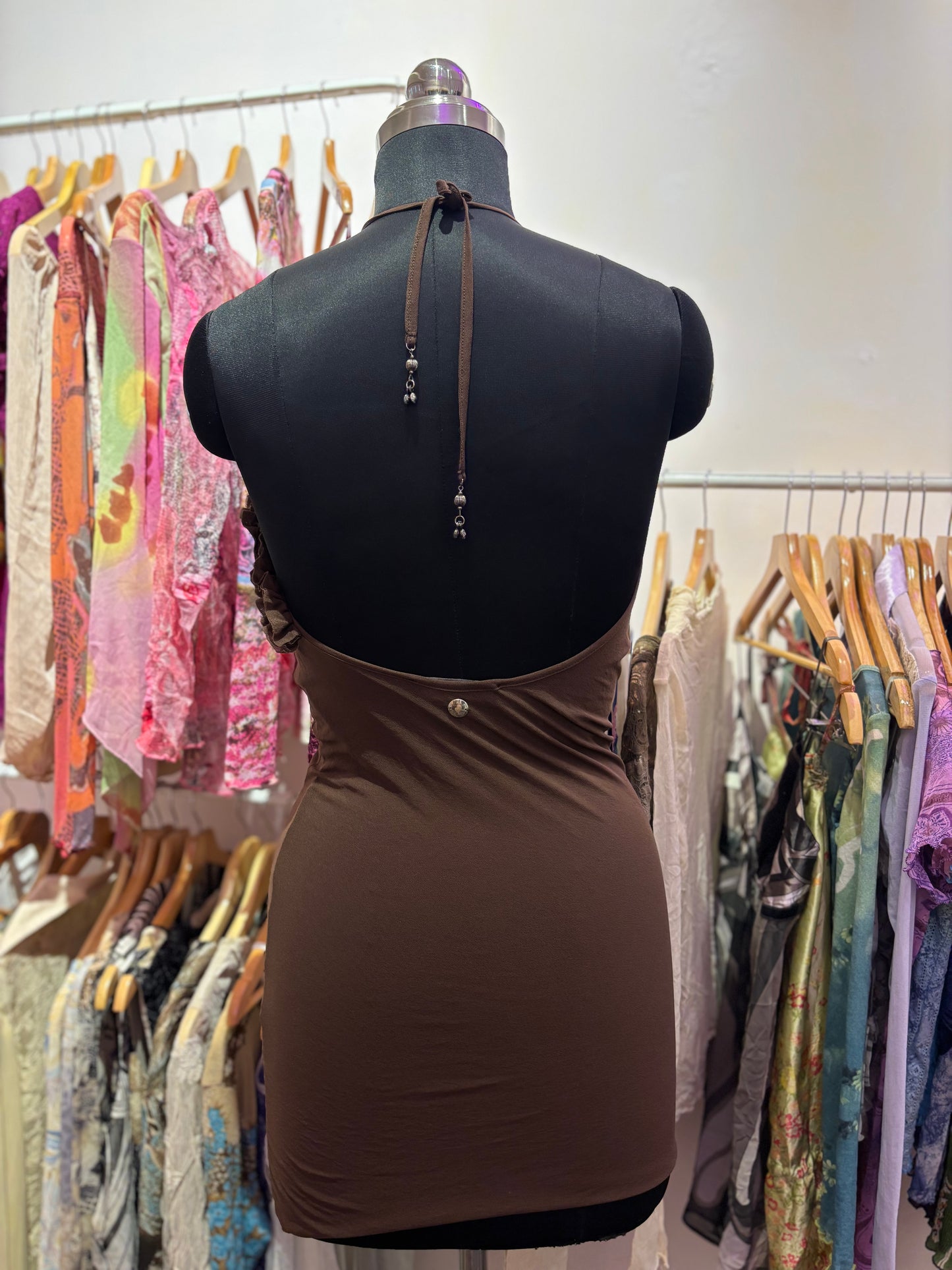 Roses neck halter neck dress