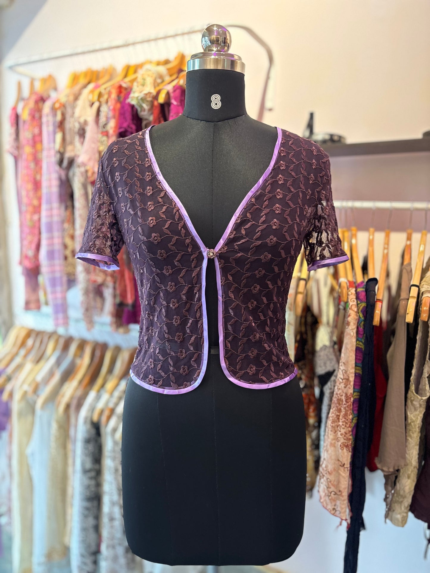 Purple embroidered lacy top