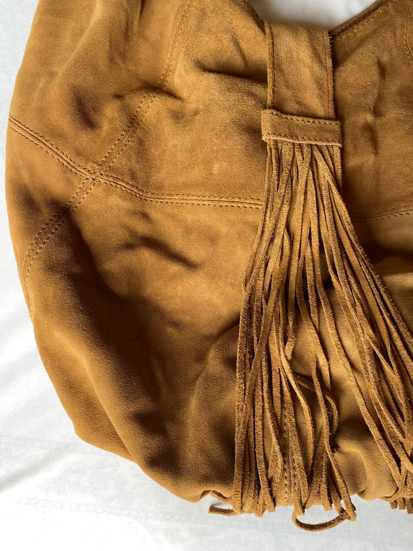 Brown suede bag by Mango