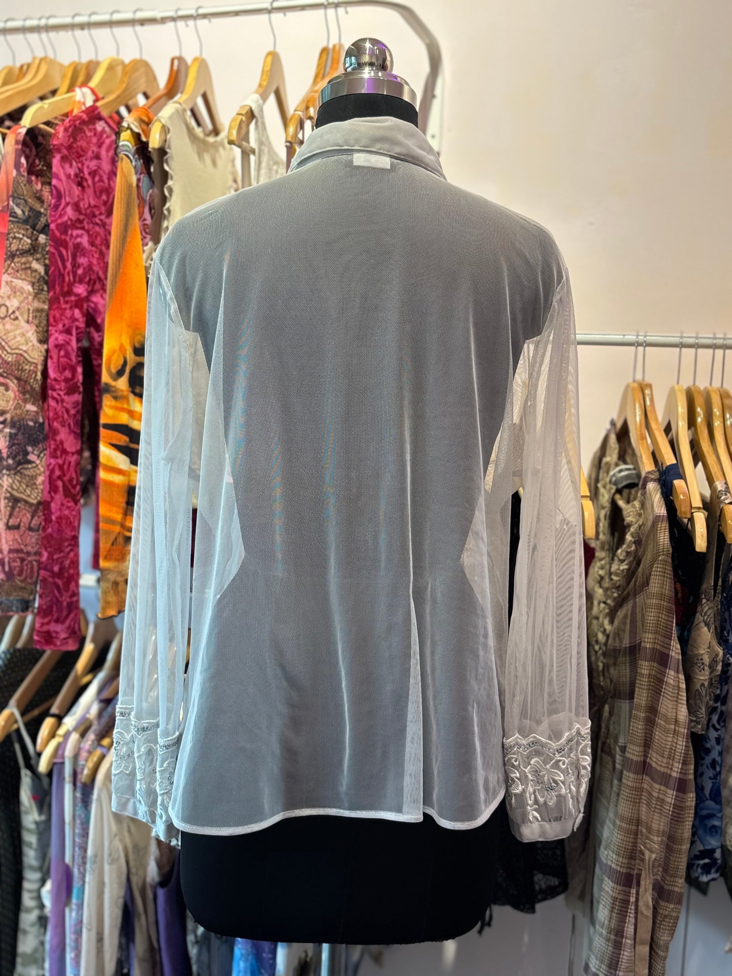 Vintage grey shirt with sequins and thread work