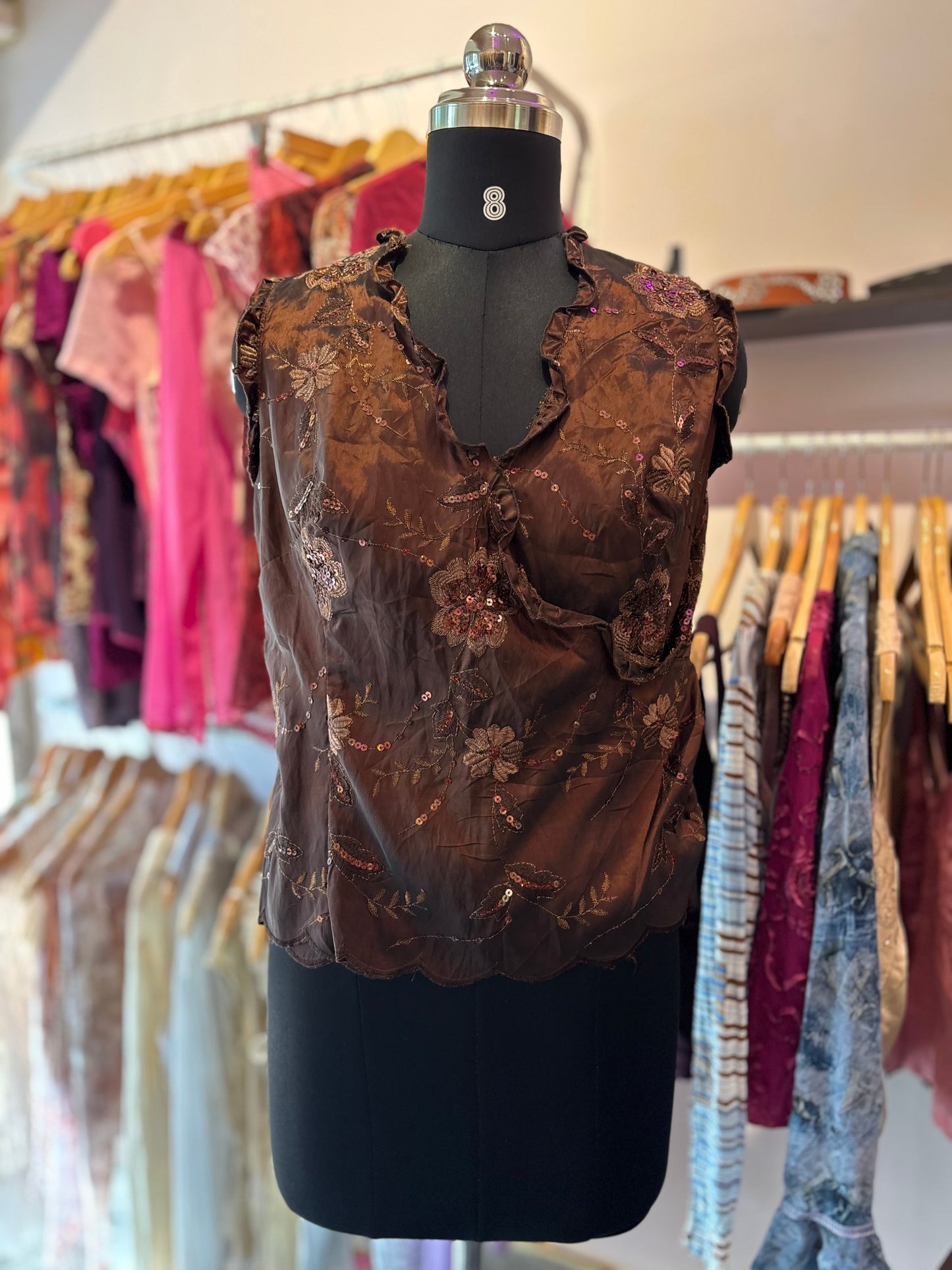 Brown sequins corset top
