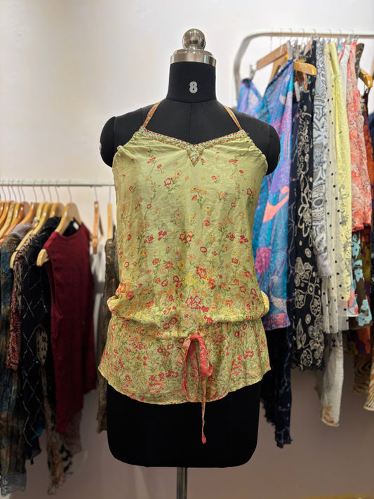 Silk floral halter neck