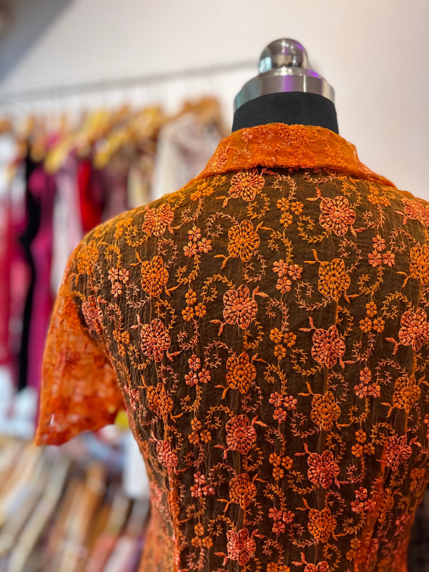Vintage embroidered organza shirt