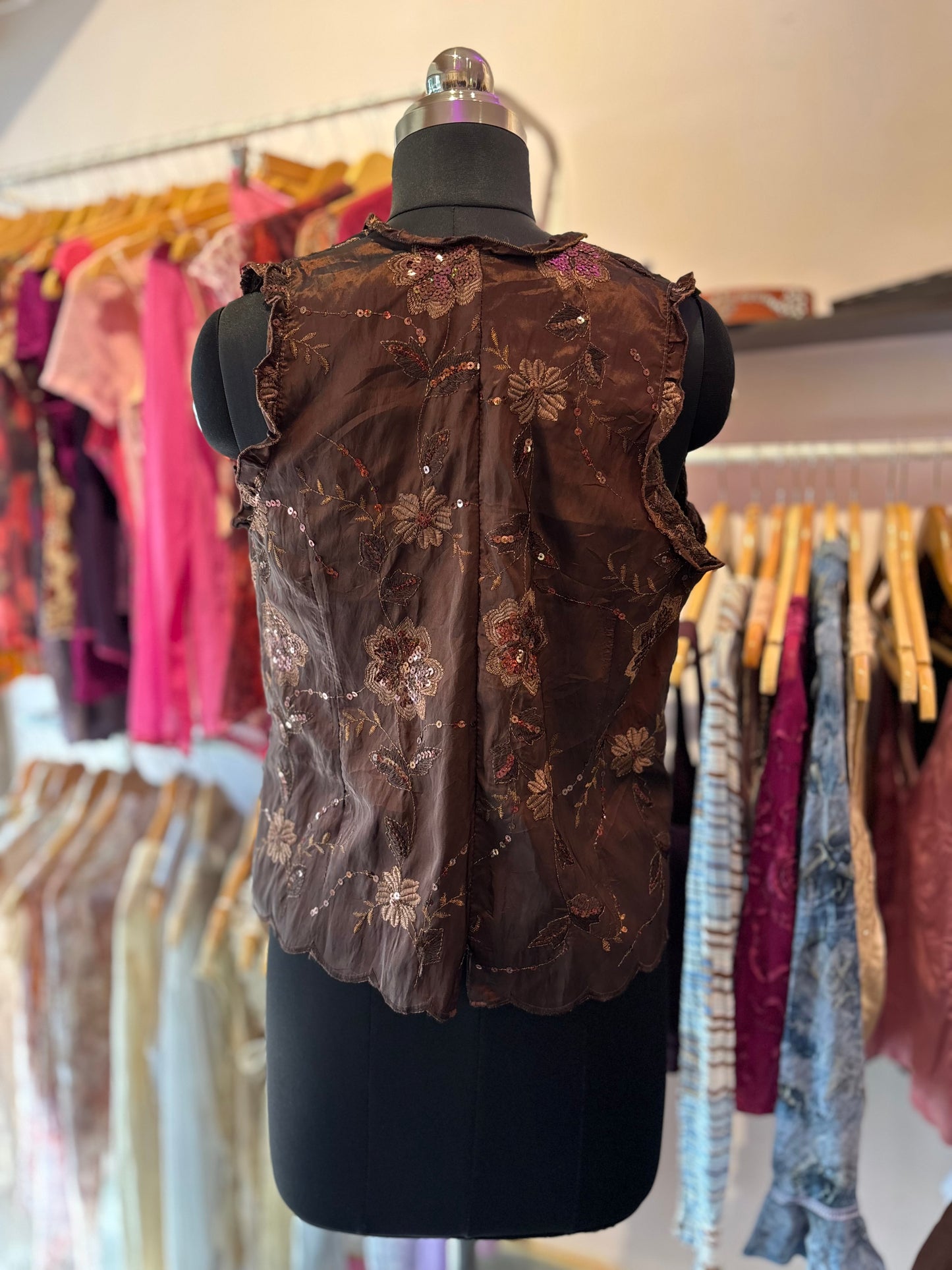 Brown sequins corset top