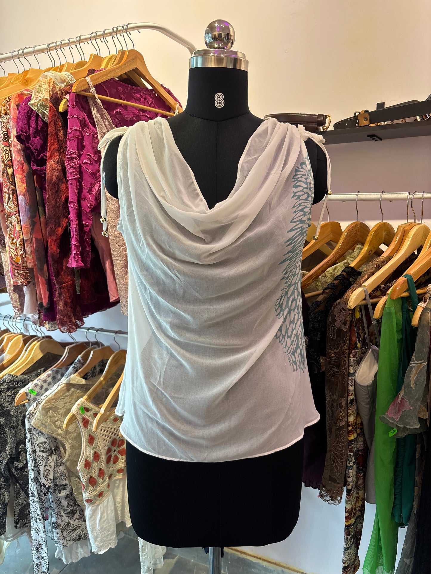 Cowl neck chiffon top