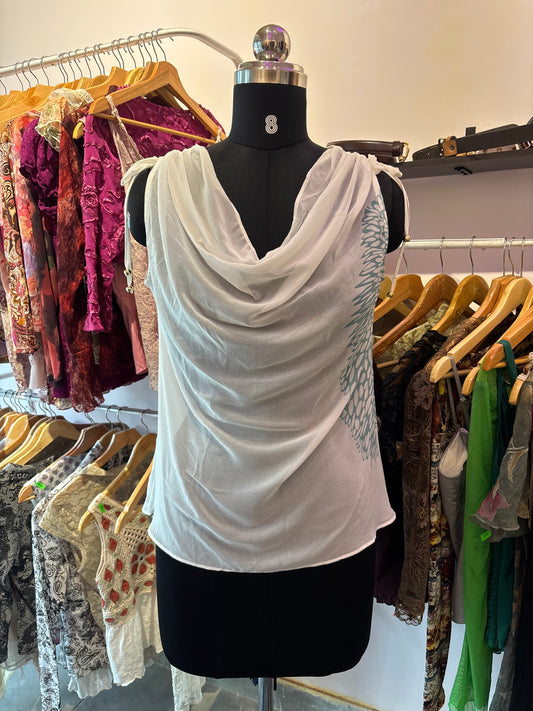 Cowl neck chiffon top