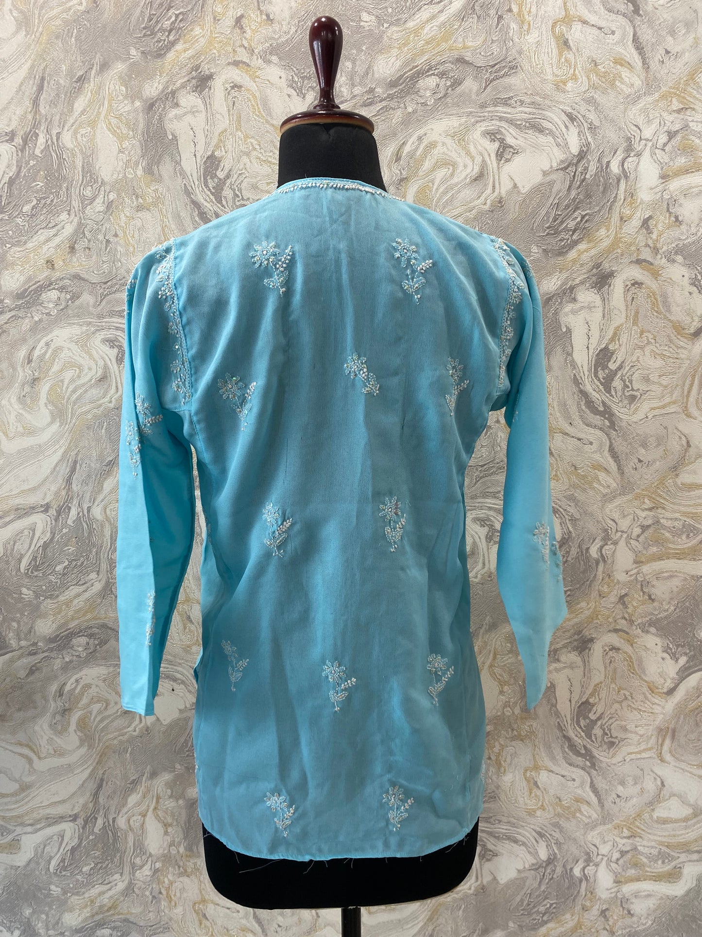 Blue Lucknowi kurti