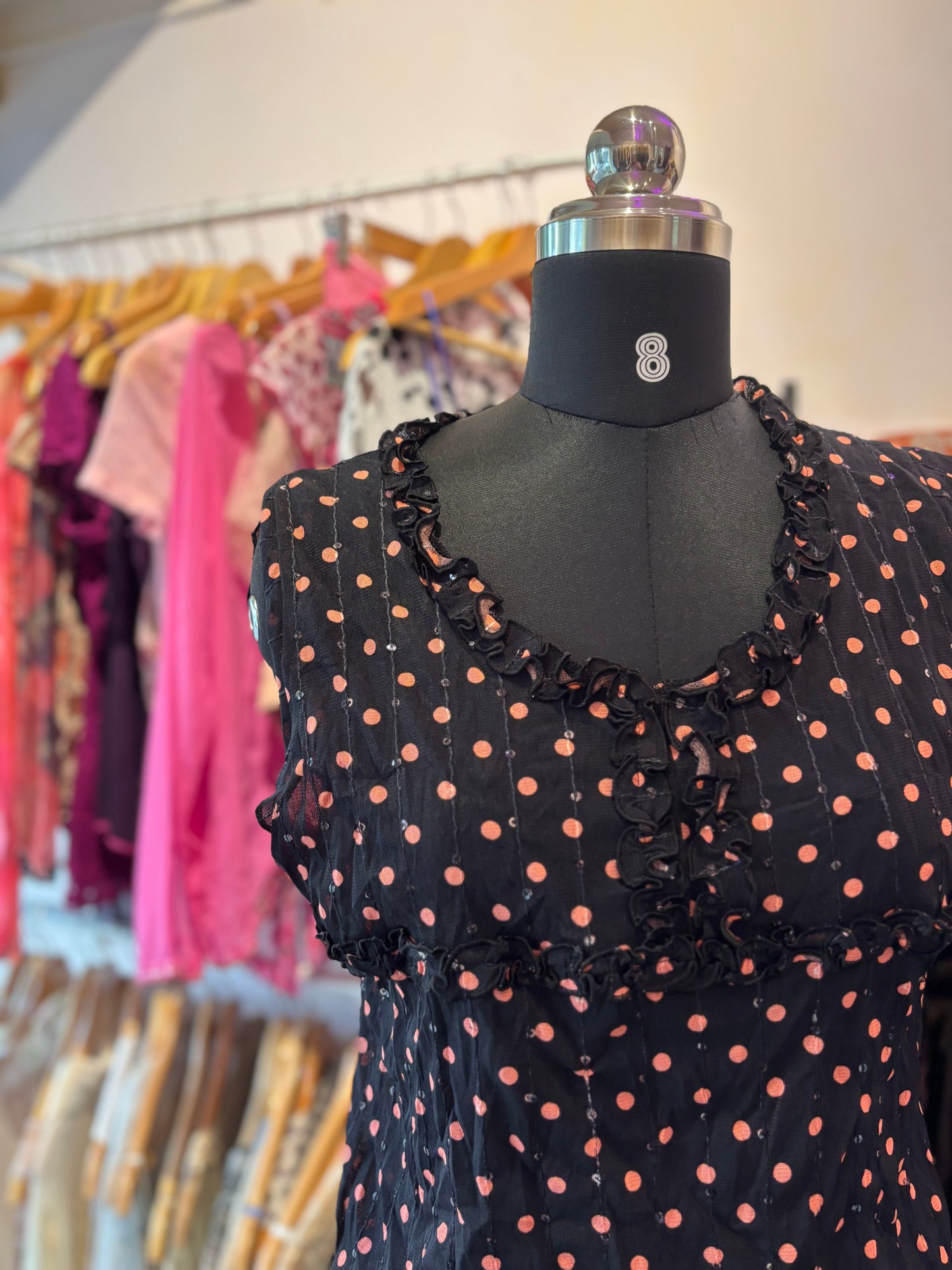 Retro polka sequins top