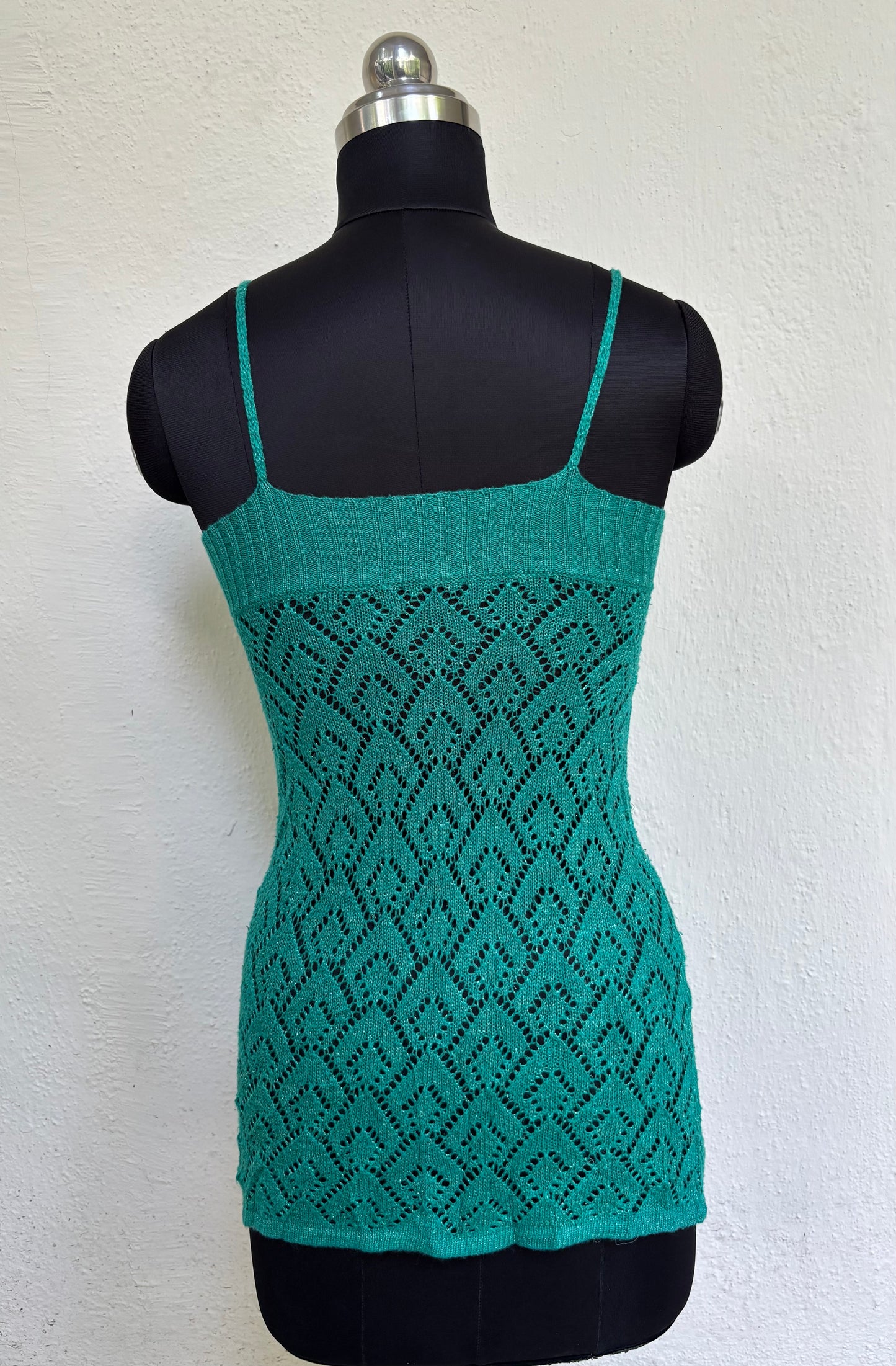 Emerald crochet mini dress