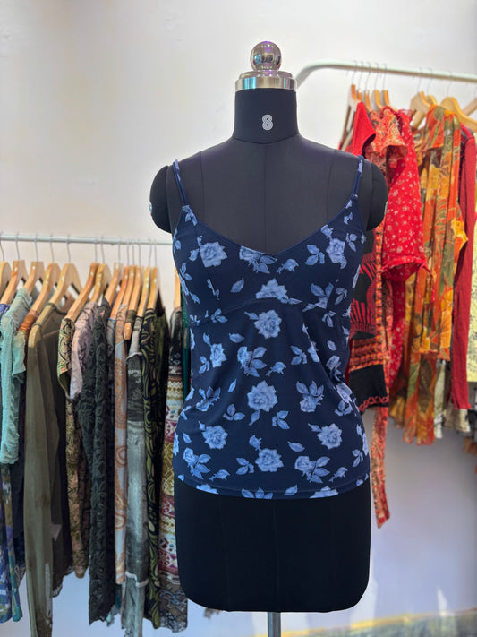 Blue rose vintage cami