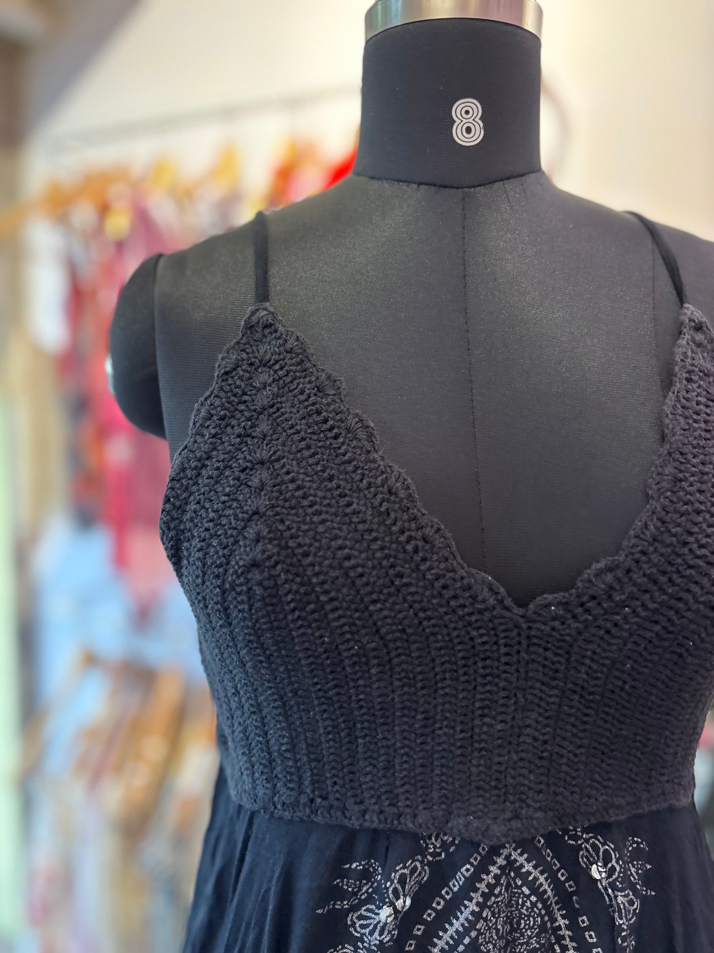 Crochet bust asymmetrical dress
