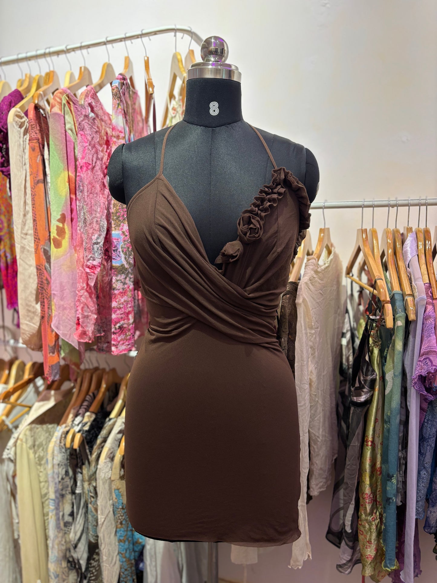 Roses neck halter neck dress