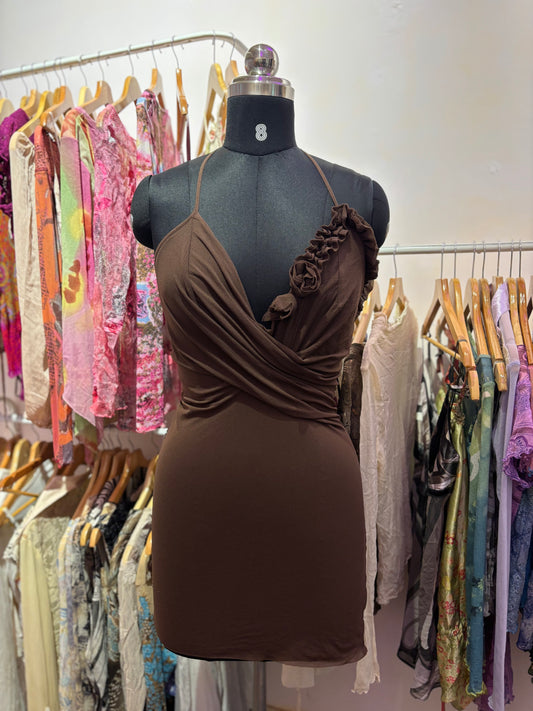 Roses neck halter neck dress