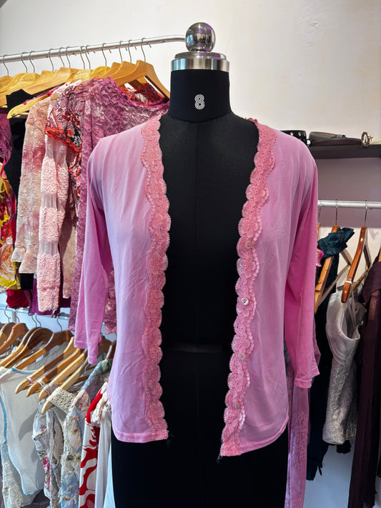 Pink lace shrug