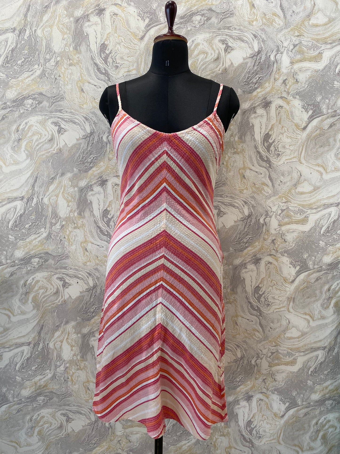 Pink white stripes dress