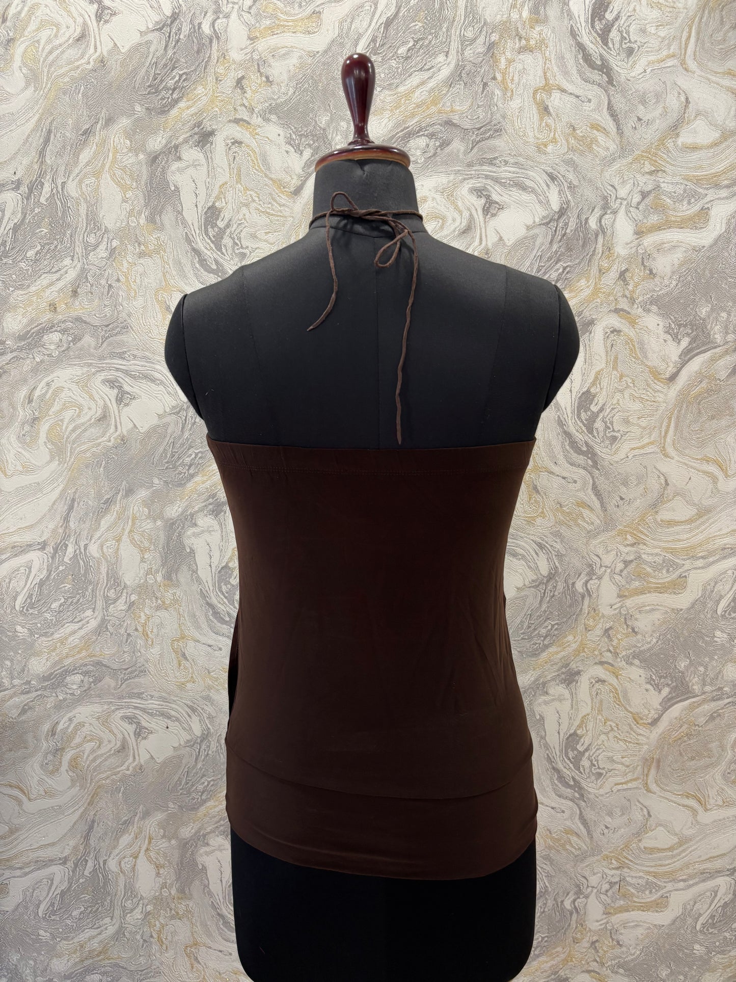 Coffee halter neck top