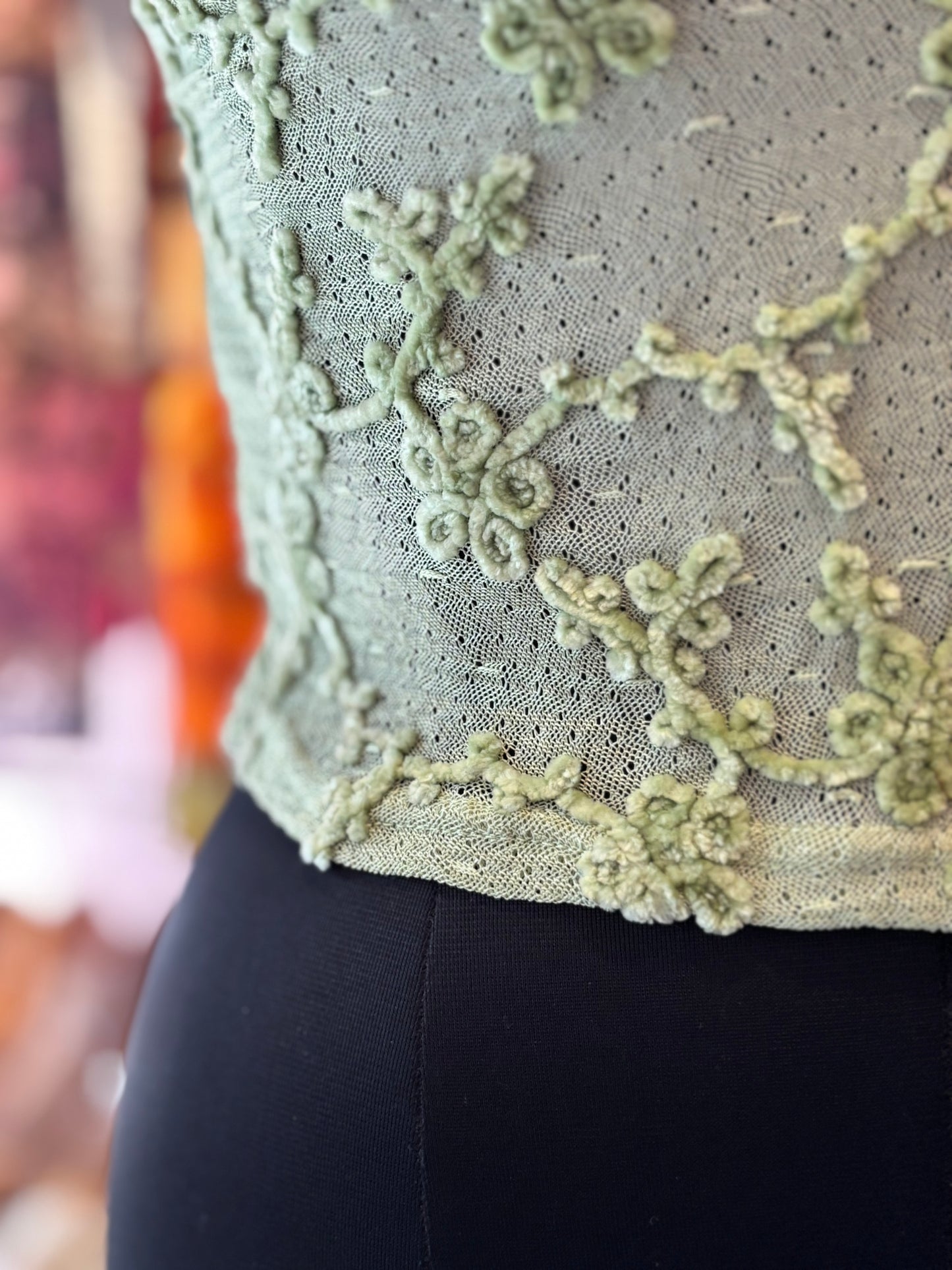 Green embossed top