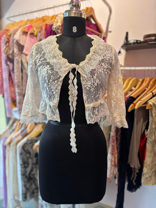 30’s lace with pearl details overwear