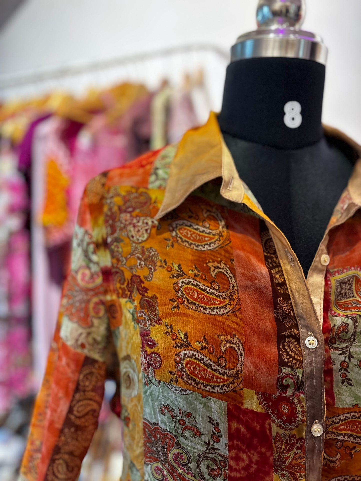 Vintage paisely shirt with side lace