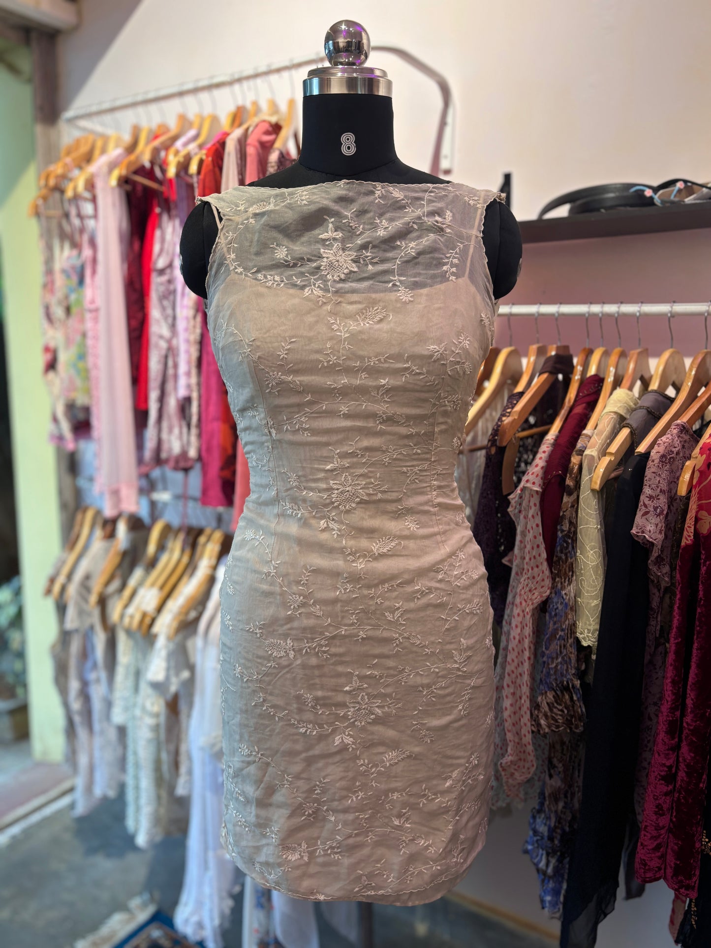 Super vintage embroidered silk dress