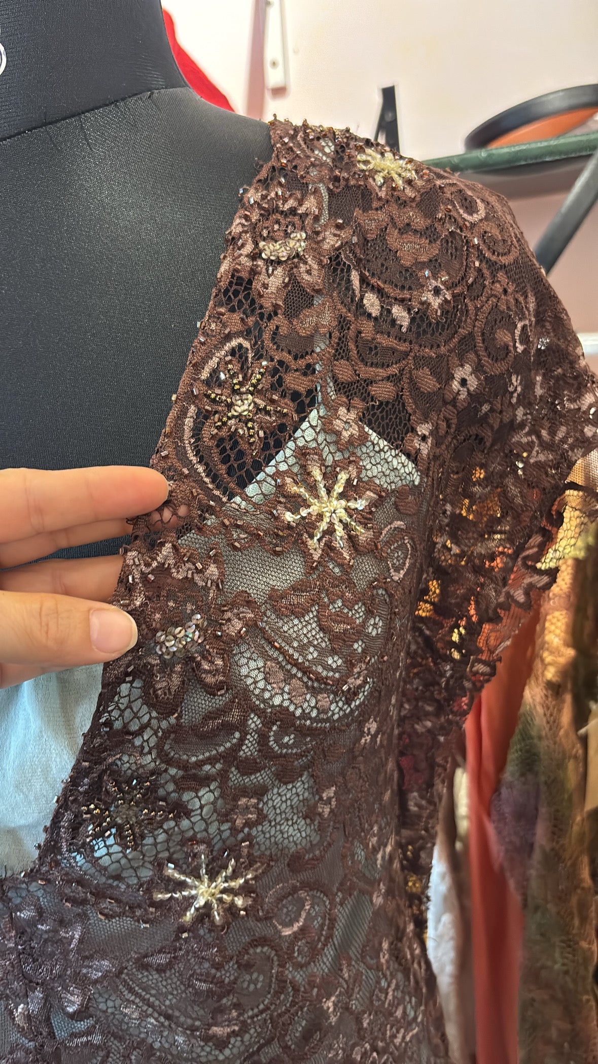 Brown beaded top