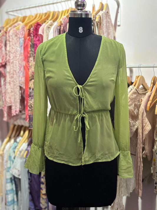 Avocado front ties top