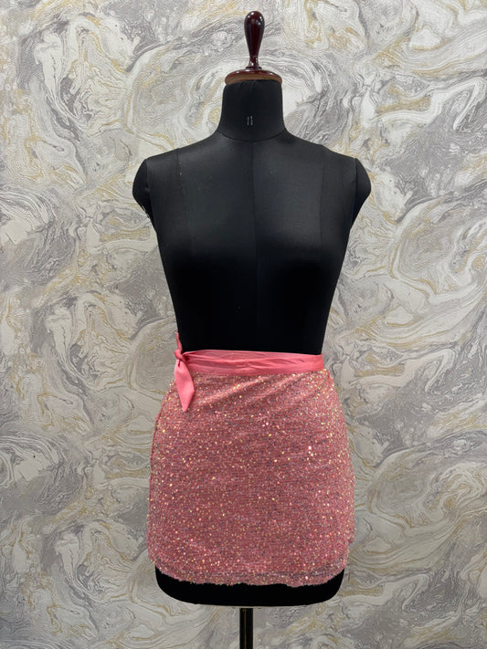 Peach sequins wrap skirt