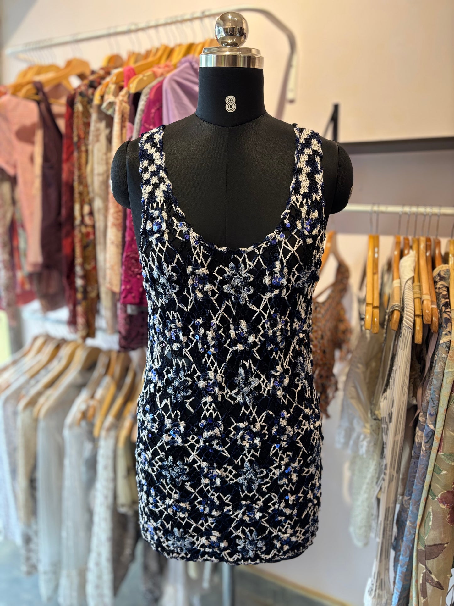 Crochet sequins beaded dress