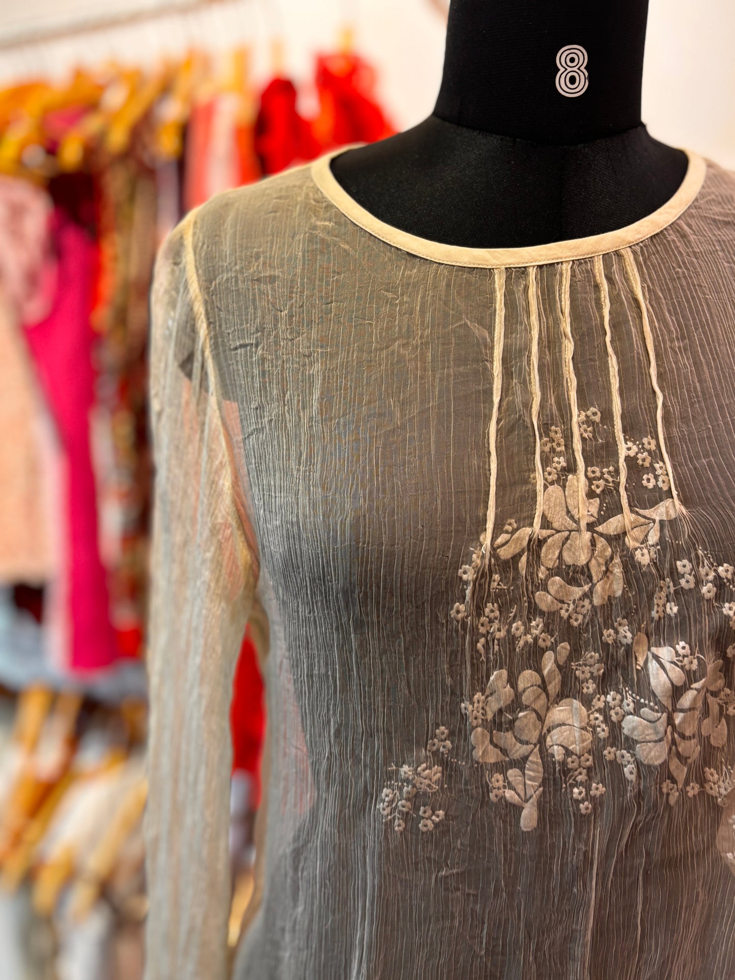 Floral print 100 percent silk blouse