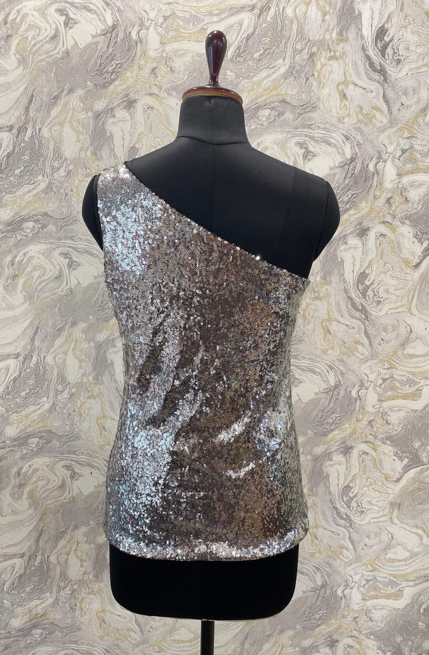 Sequin one shoulder top