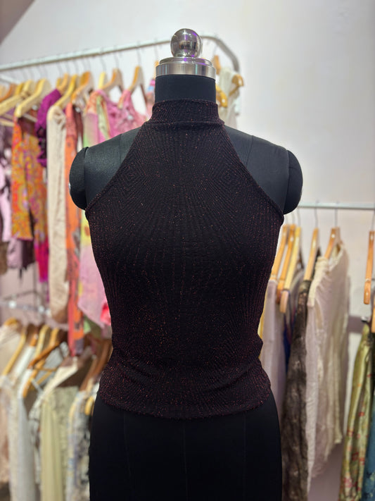 Vintage high neck shimmer top