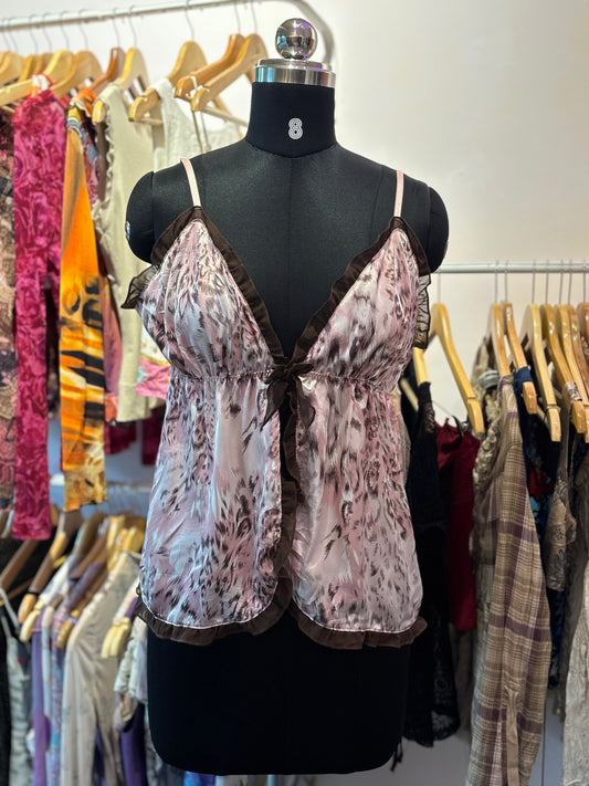 Cat print pink top