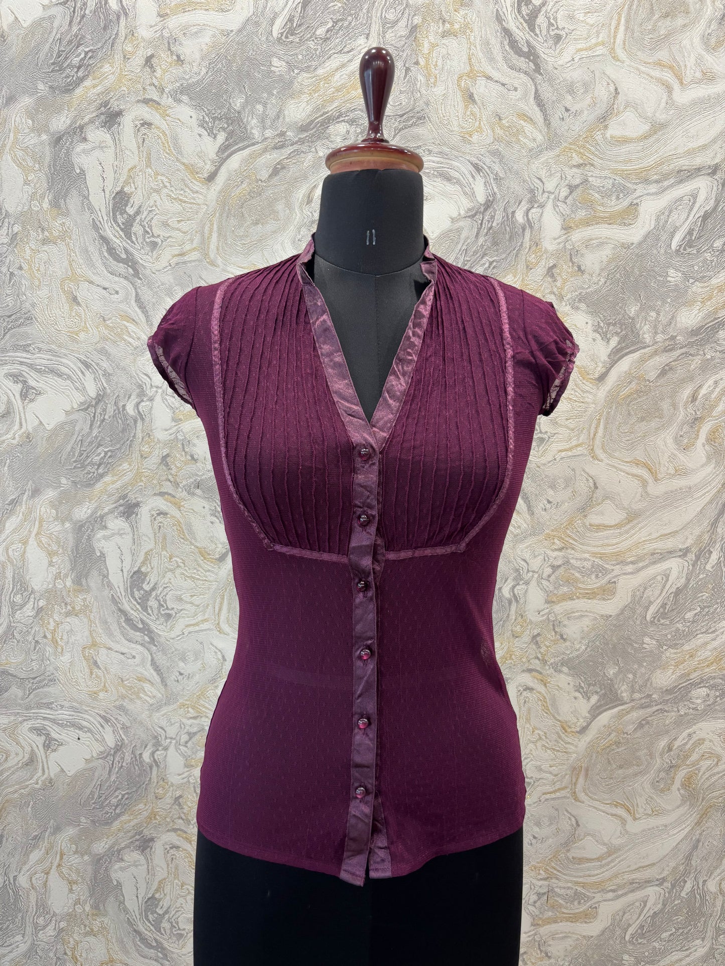 Purple lacy top with pleat details